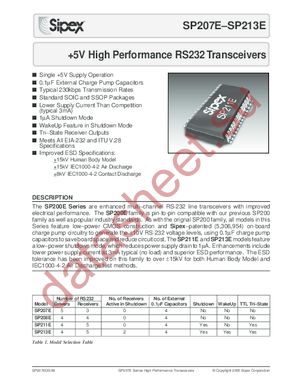 sp213eca datasheet Sp213eca 데이터시트(pdf) sipex corporation.