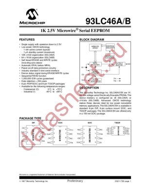 93LC46A-ISN datasheet  