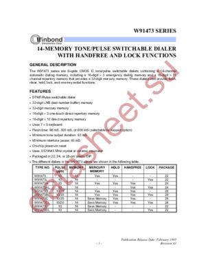 W91473 datasheet  