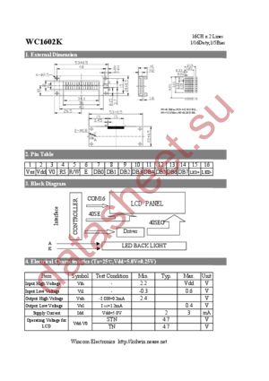 WC1602K datasheet  