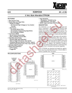 X28HC64PI-12 datasheet  