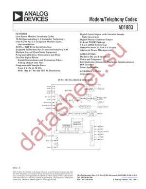 AD1803JRU-REEL datasheet  