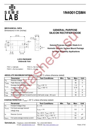 1N4001CSM4 datasheet  