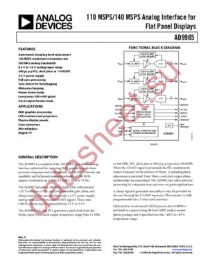 AD9985KSTZ-140 datasheet  