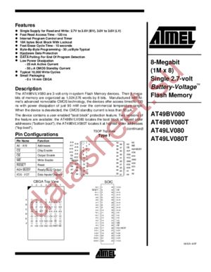 AT49LV080-20CI datasheet  