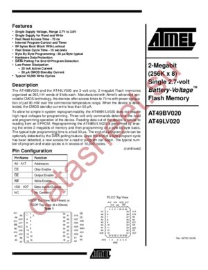 AT49LV020-70VI datasheet  