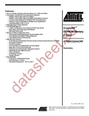 AT88SC0204CRF datasheet  
