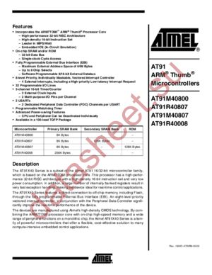 AT91FR40162 datasheet  