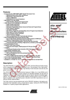 AT91FR40162-CI datasheet  