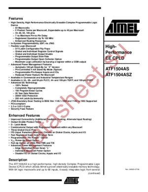 ATF1500AS-15AC100 datasheet  