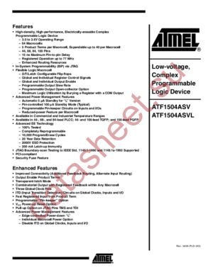 ATF1504ASVL-20 datasheet  