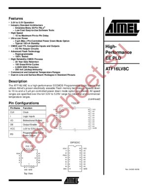 ATF16LV8C-15XI datasheet  