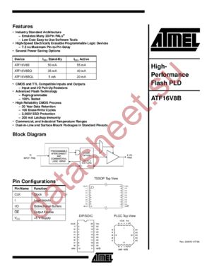 ATF16V8BQL-25SC datasheet  