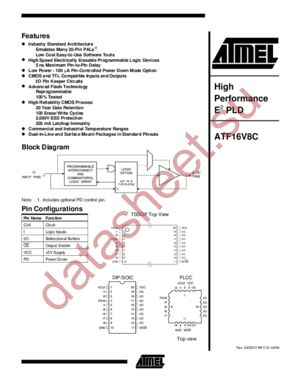 ATF16V8C-7XI datasheet  