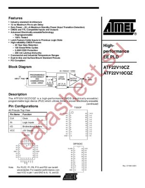 ATF22V10CZ-15XI datasheet  