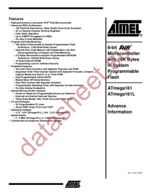 ATMEGA161-8JC datasheet  