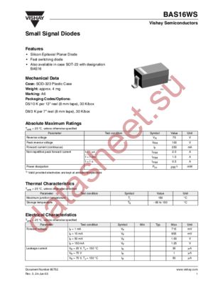 BAS16WS datasheet  