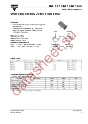 BAT54-GS18 datasheet  