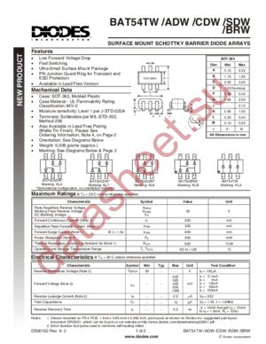 BAT54SDW datasheet  