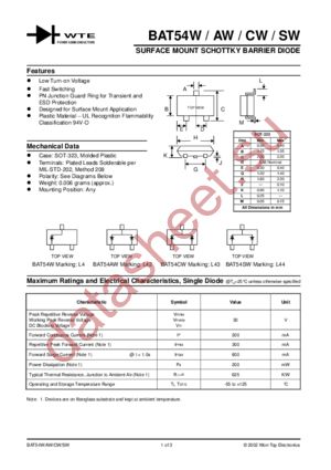 BAT54AW-T3 datasheet  