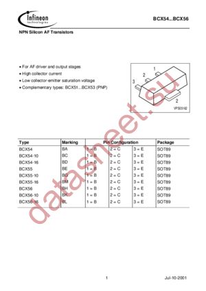 BCX 55-10 E6327 datasheet  