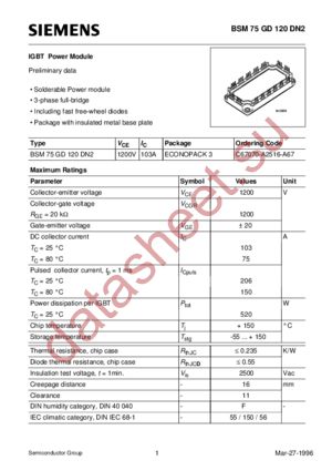 BSM75GD120DN2 datasheet  