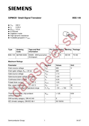 BSS149 datasheet  