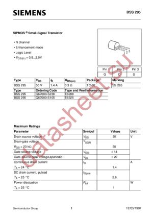 BSS295 datasheet  