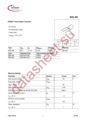 BSS295E6325 datasheet  