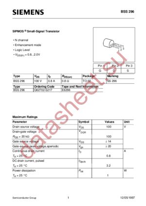 BSS296 datasheet  