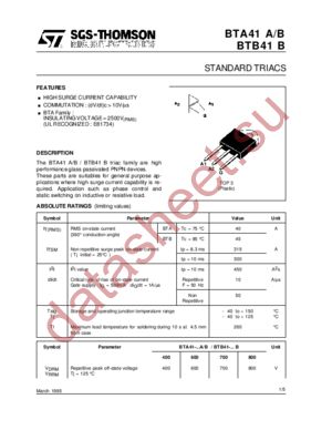 BTA41-400 datasheet  