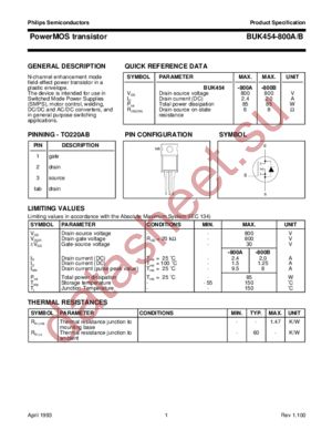 BUK454-800B datasheet  