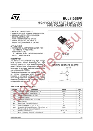 BUL1102EFP datasheet  