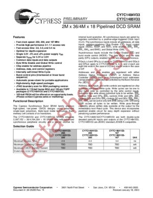 CY7C1485V33-200BGC datasheet  
