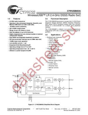 CYWUSB6935-28SEI datasheet  