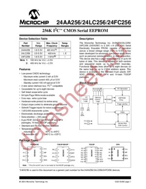 24AA256T-I/SNG datasheet  