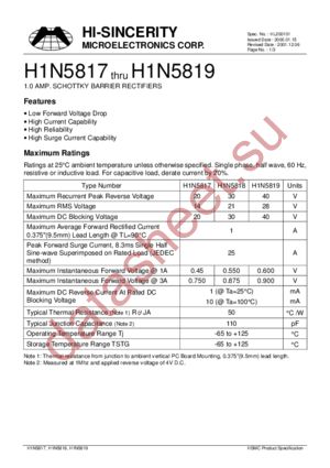 H1N5819 datasheet  