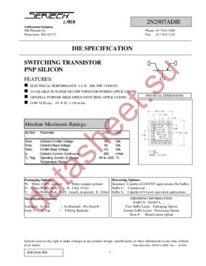 2N2907A DIE datasheet  