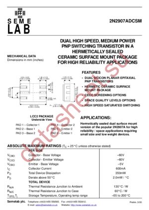 2N2907ADCSM datasheet  