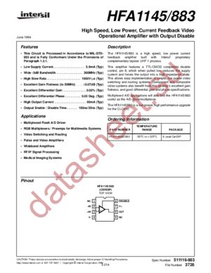 HFA1145/883 datasheet  