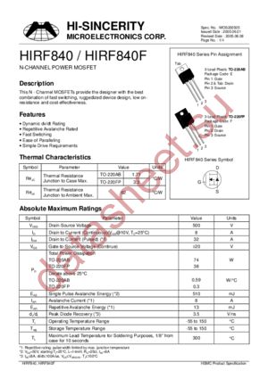 HIRF840 datasheet  