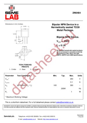 2N6464 datasheet  