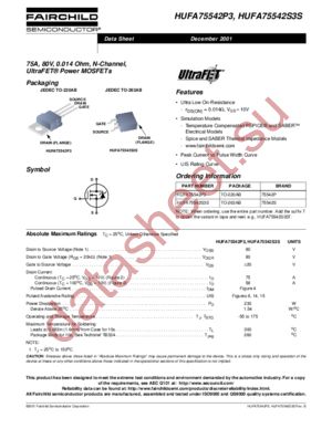 HUFA75542P3 datasheet  