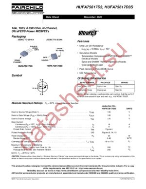 HUFA75617D3 datasheet  