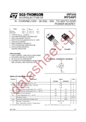 IRF540FI datasheet  