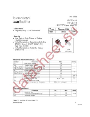 IRFU3410TR datasheet  