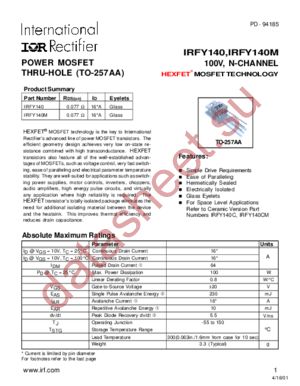 IRFY140 datasheet  