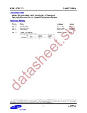 K6R1008V1D-J(T)C(I)10 datasheet  