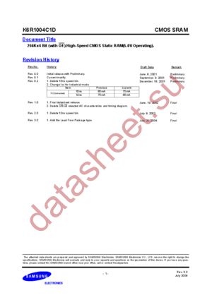 K6R1016C1D-KC10 datasheet  