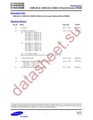 K7A403609B K7A403209B K7A401809B datasheet  